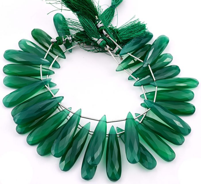 Green Onyx 10x40mm Faceted Pear