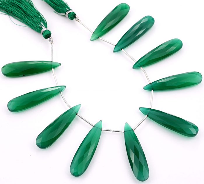 Green Onyx 10x40mm Faceted Pear