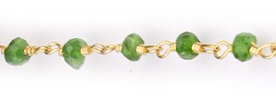 Chrome Diopside Faceted Rondelle Gemstone Beaded  Chain Gold Plated