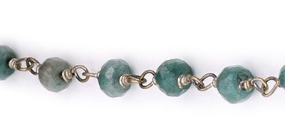 Aventurine Faceted Rondelle Gemstone Beaded  Chain Silver Plated