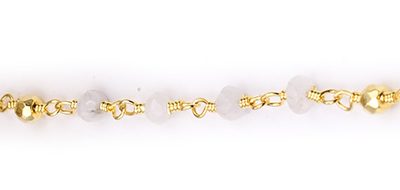 Moonstone with Golden Pyrite Faceted Rondelle Gemstone Beaded  Chain Gold Plated