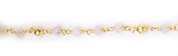 Moonstone with Golden Pyrite Faceted Rondelle Gemstone Beaded  Chain Gold Plated