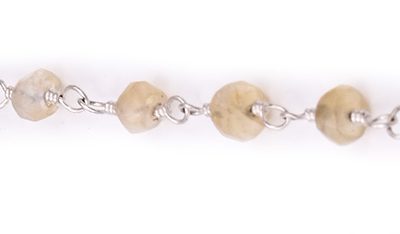 Citrine Faceted Rondelle Gemstone Beaded  Chain Silver Plated