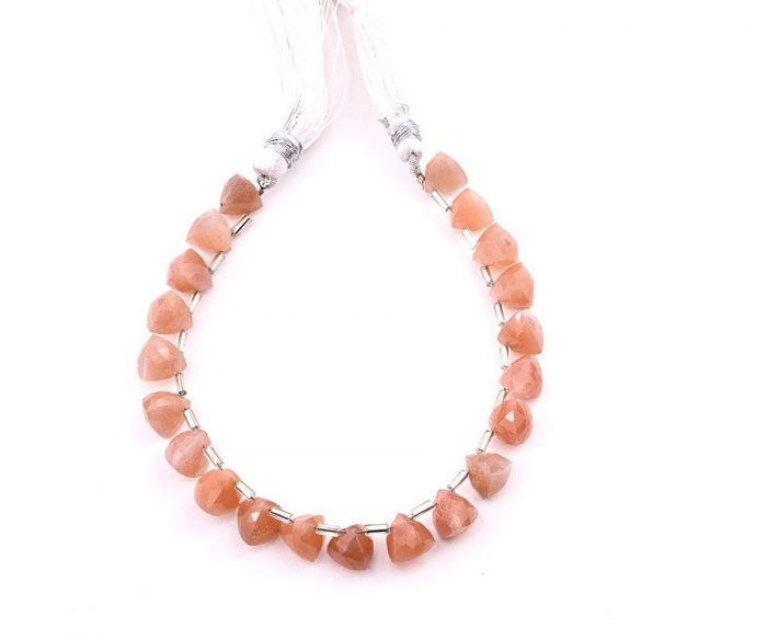 Peach Moonstone 9x10mm Faceted Trilliant