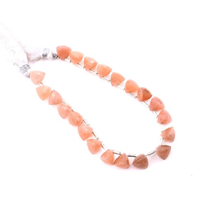 Peach Moonstone 9x10mm Faceted Trilliant