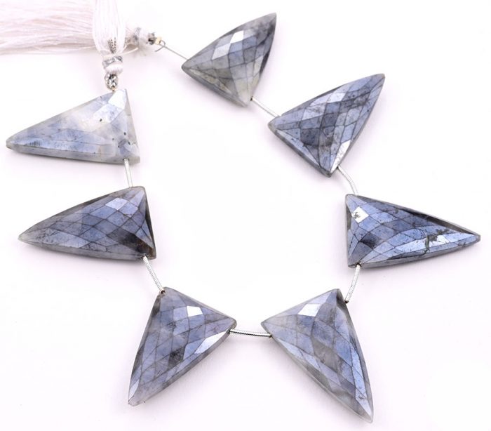 Gray Sliverite 22x34mm Faceted Triangle