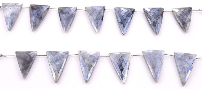 Gray Sliverite 22x34mm Faceted Triangle