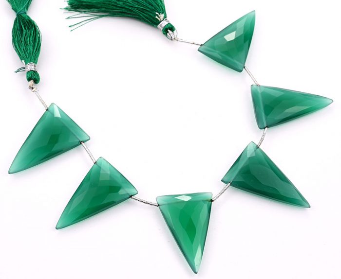 Green Onyx 22x34mm Faceted Triangle