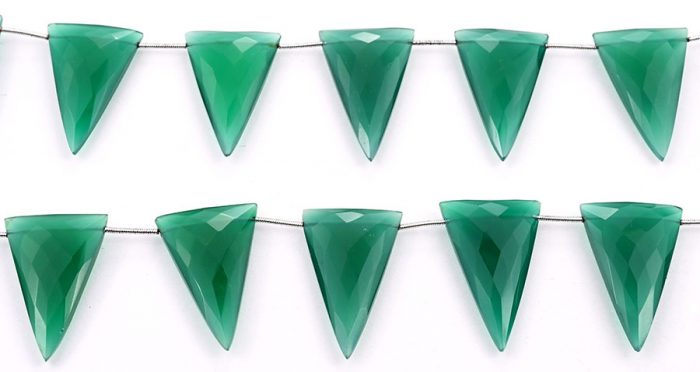 Green Onyx 22x34mm Faceted Triangle