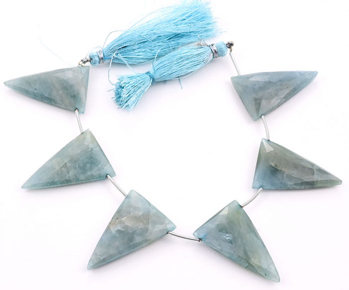 Milky Aquamarine 22x34mm Faceted Triangle