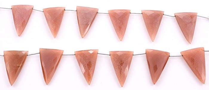 Peach Moonstone 22x34mm Faceted Triangle