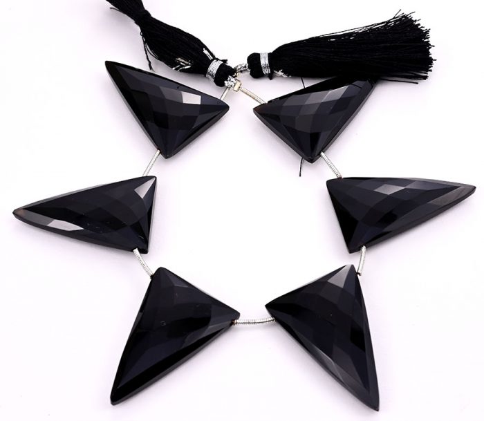 Black Onyx 22x34mm Faceted Triangle