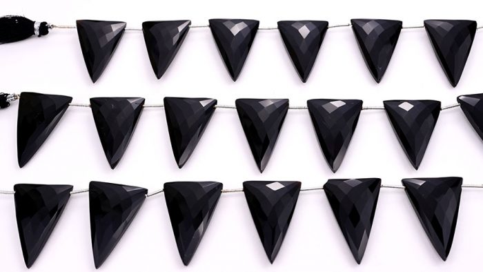 Black Onyx 22x34mm Faceted Triangle