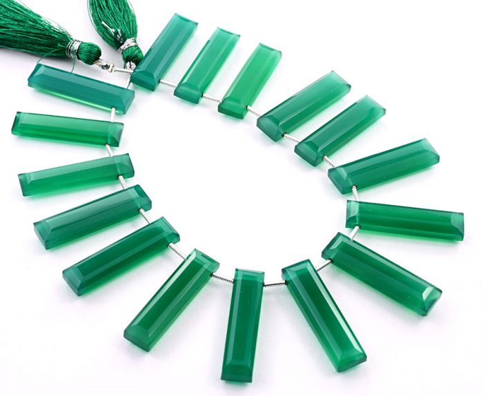 Green Onyx 7x28mm Faceted Rectangle