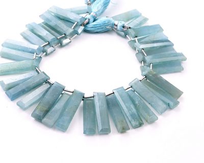 Milky Aquamarine 7x28mm Faceted Rectangle