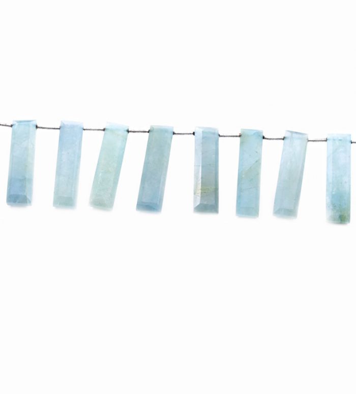 Milky Aquamarine 7x28mm Faceted Rectangle