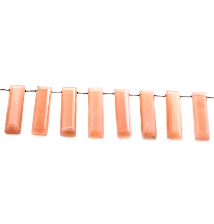 Peach Moonstone 7x28mm Faceted Rectangle