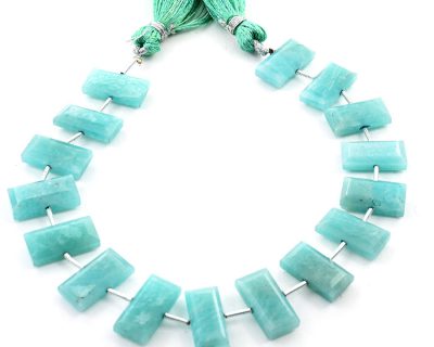 Amazonite 8x16mm Faceted Rectangle Center Drill