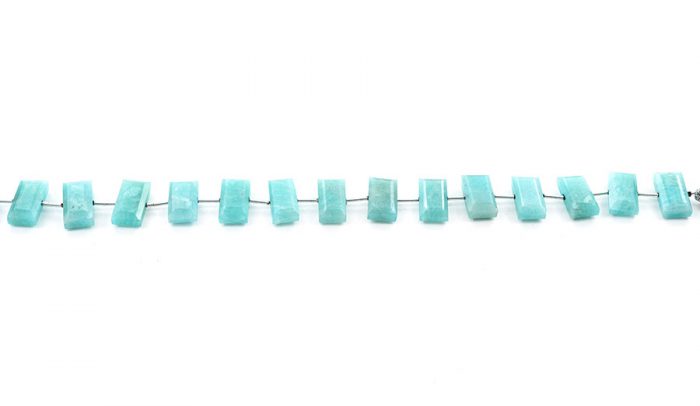 Amazonite 8x16mm Faceted Rectangle Center Drill