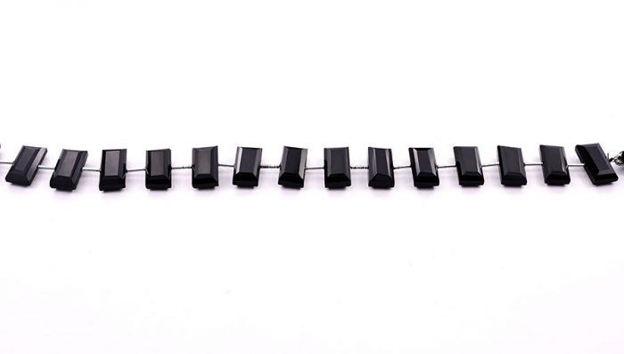 Black Onyx 8x16mm Faceted Rectangle Center Drill