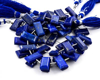 Lapis Lazuli 8x16mm Faceted Rectangle Center Drill