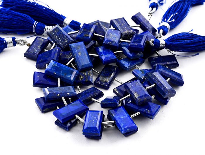 Lapis Lazuli 8x16mm Faceted Rectangle Center Drill