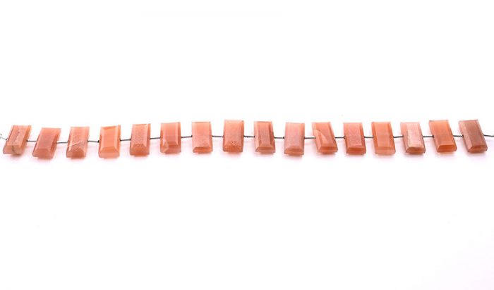 Peach Moonstone 8x16mm Faceted Rectangle Center Drill