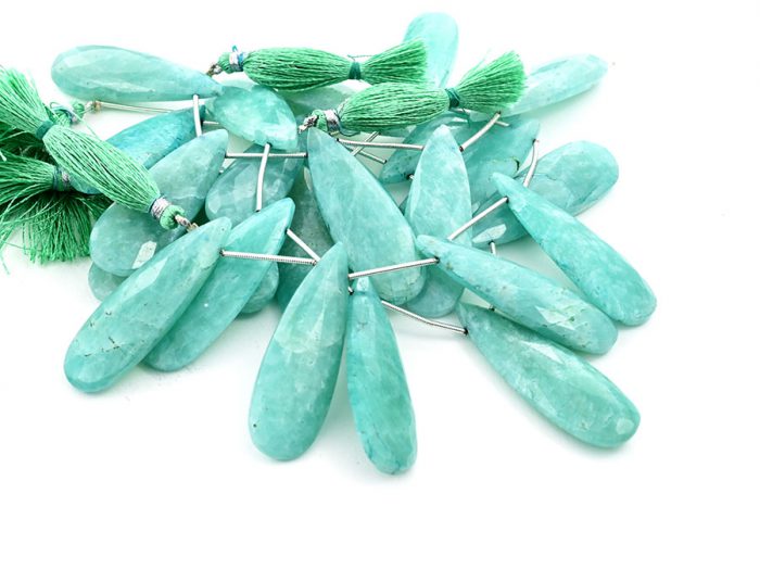 Amazonite 15x45mm Faceted Pear