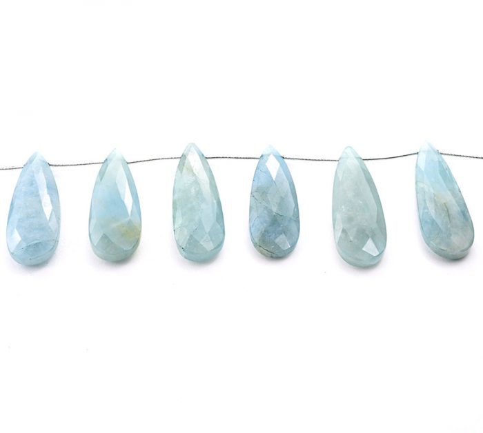 Milky Aquamarine 15x45mm Faceted Pear