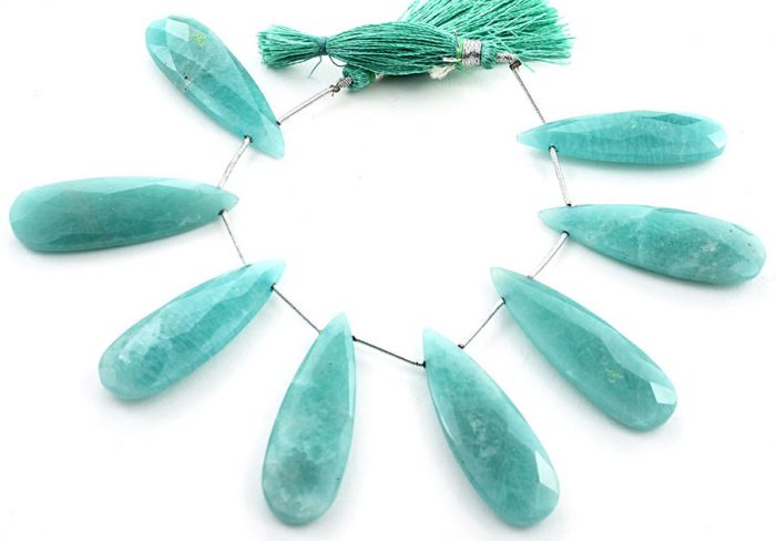 Amazonite 15x45mm Faceted Pear