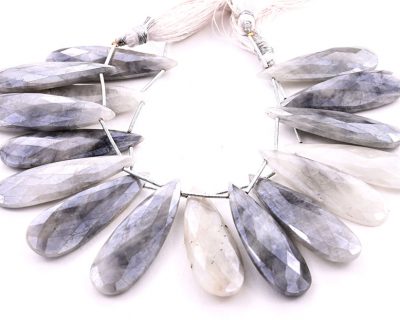 Gray Silverite 15x45mm Faceted Pear