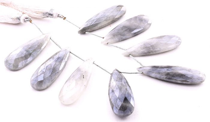 Gray Silverite 15x45mm Faceted Pear