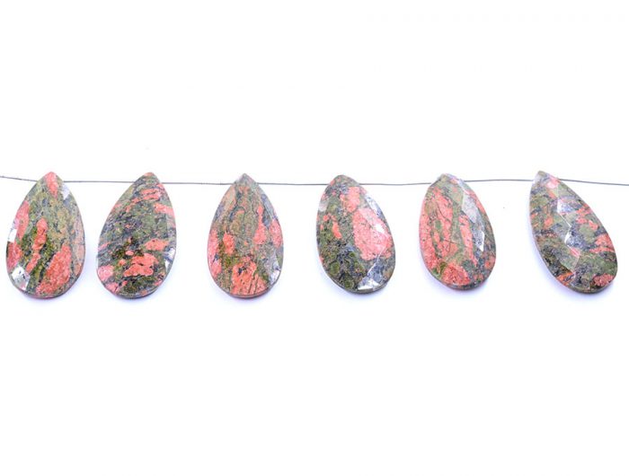 Unakite 24x45mm Faceted Pear