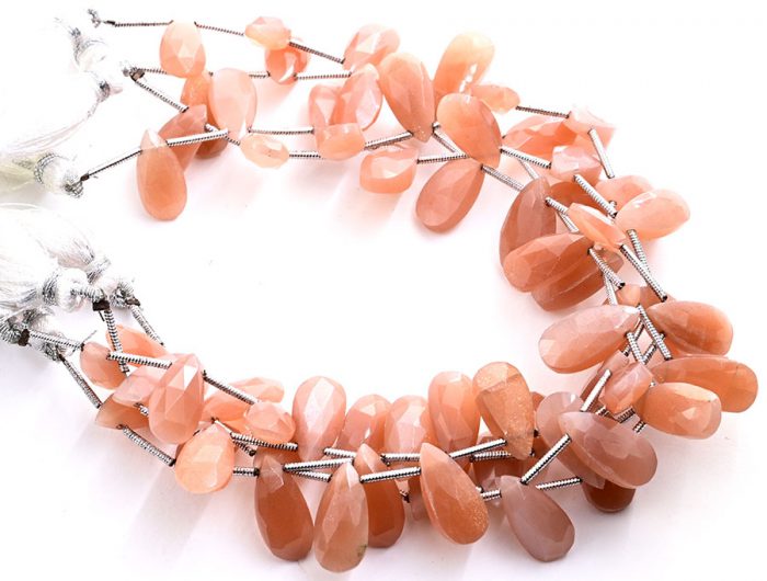 Peach Moonstone 7X15mm Faceted Pear