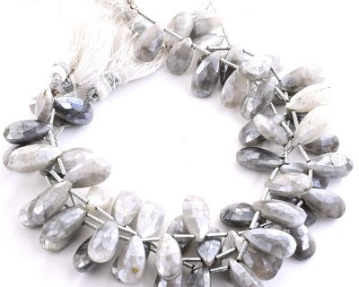 Gray Silverite 7X15mm Faceted Pear