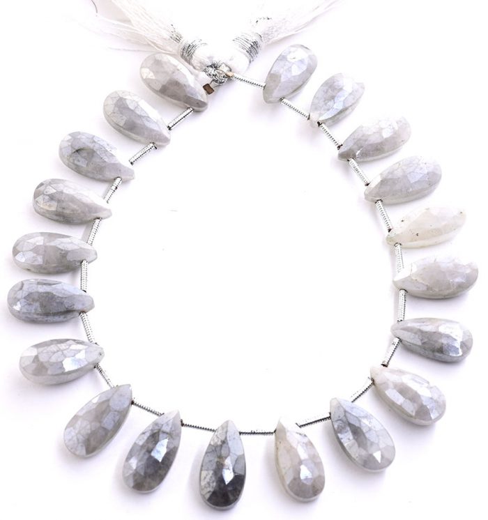 Gray Silverite 7X15mm Faceted Pear