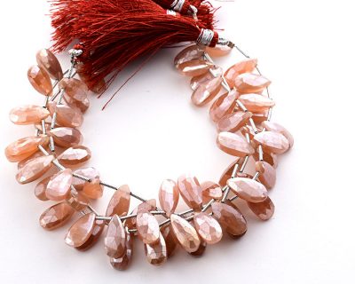 Peach Moonstone Coated 7X15mm Faceted Pear