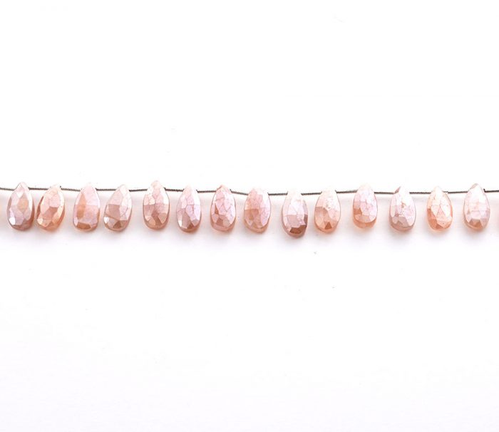 Peach Moonstone Coated 7X15mm Faceted Pear