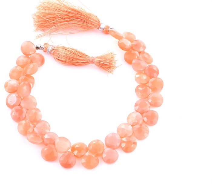 Peach Moonstone 9mm Faceted Heart (Calibrated)