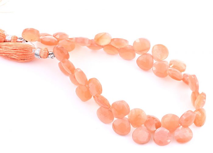 Peach Moonstone 9mm Faceted Heart (Calibrated)