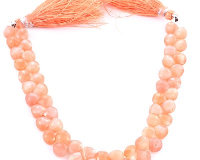 Peach Moonstone 7mm Faceted Heart (Calibrated)