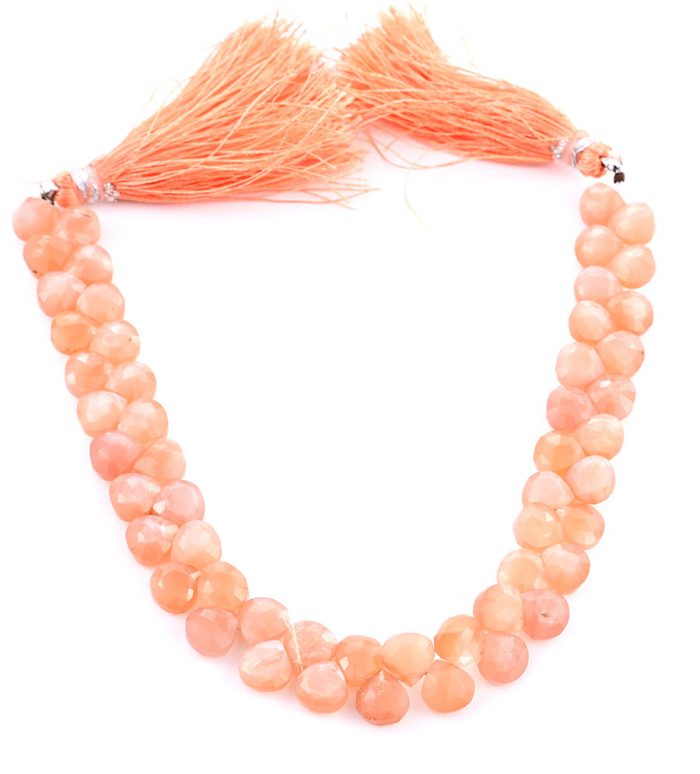 Peach Moonstone 7mm Faceted Heart (Calibrated)