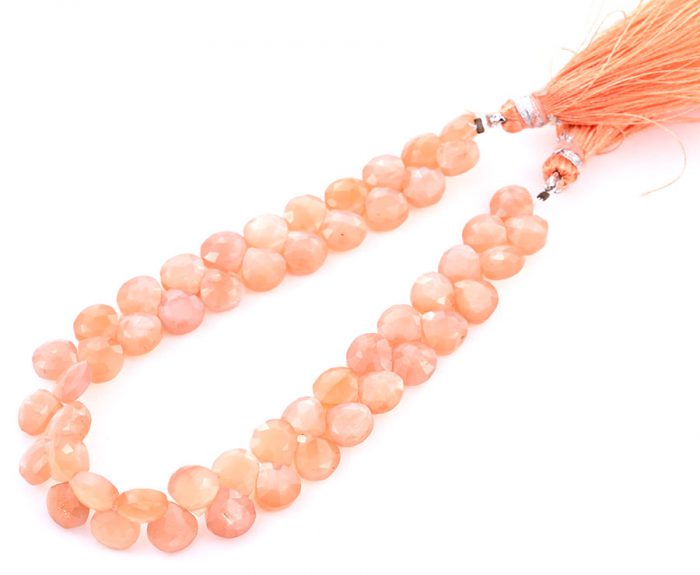 Peach Moonstone 7mm Faceted Heart (Calibrated)