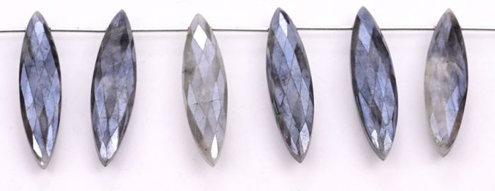 Gray Silverite 11x40mm Faceted Marquise