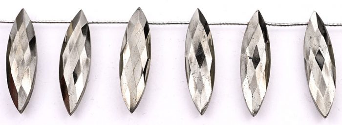 Pyrite 11x40mm Faceted Marquise