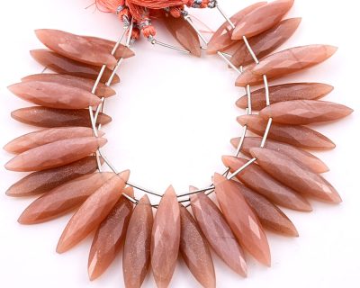 Peach Moonstone 11x40mm Faceted Marquise