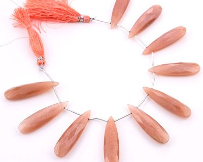 Peach Moonstone 10x40mm Faceted Pear