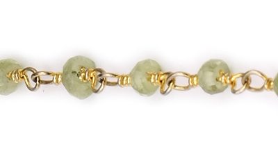 Peridot Faceted Rondelle Gemstone Beaded  Chain Gold Plated