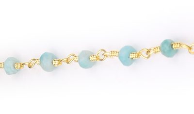 Amazonite Faceted Rondelle Gemstone Beaded  Chain Gold Plated