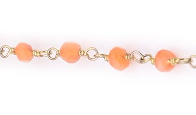 Carnelian Faceted Rondelle Gemstone Beaded  Chain Gold Plated
